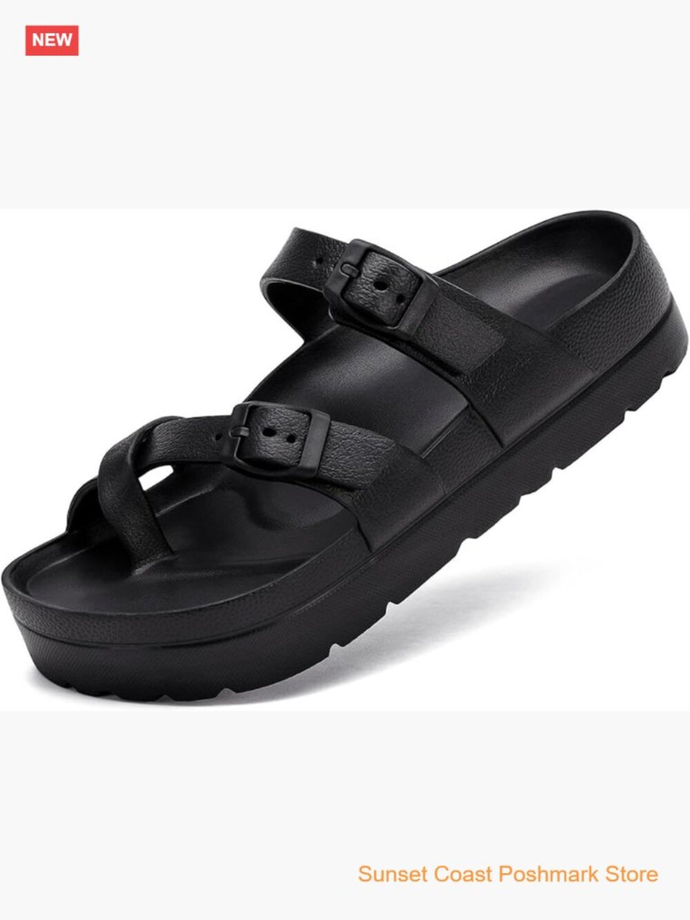 Womens Arch Support Platform Sandals Comfort Slides Thick Soles Flat Sandals